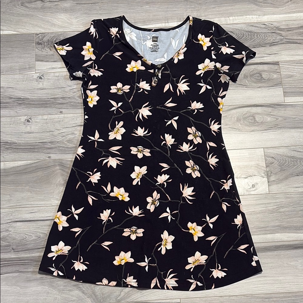 Tag Black Dress with Yellow Floral Design